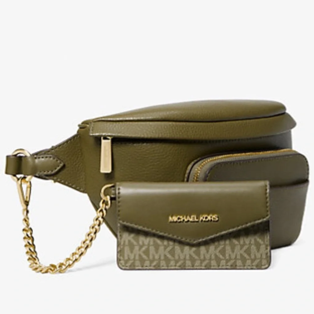 Michael Kors Maisie Lg Pebbled Leather 2-in-1 Sling Waist Bag Fanny Pack Crossb